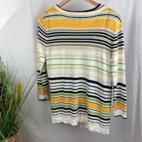 Jones NY Striped Linen Blend Twinset Cardigan & Tank Top Set NEW S - Picture 5 of 7